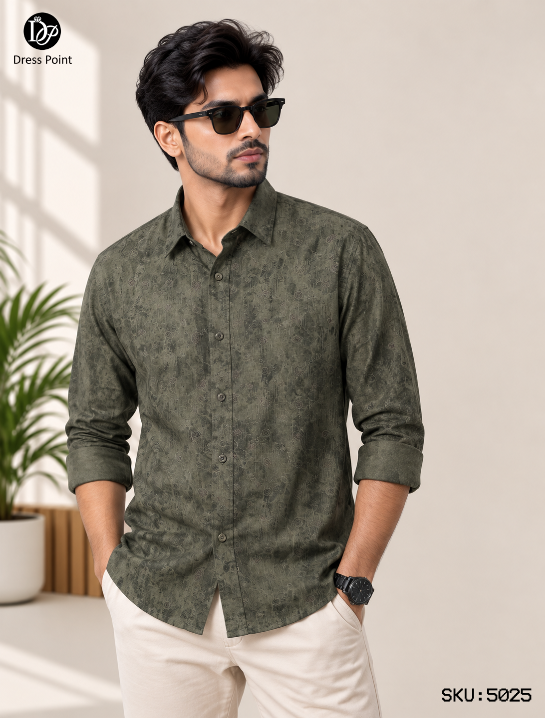 Casual full sleeve shirt dk olive color