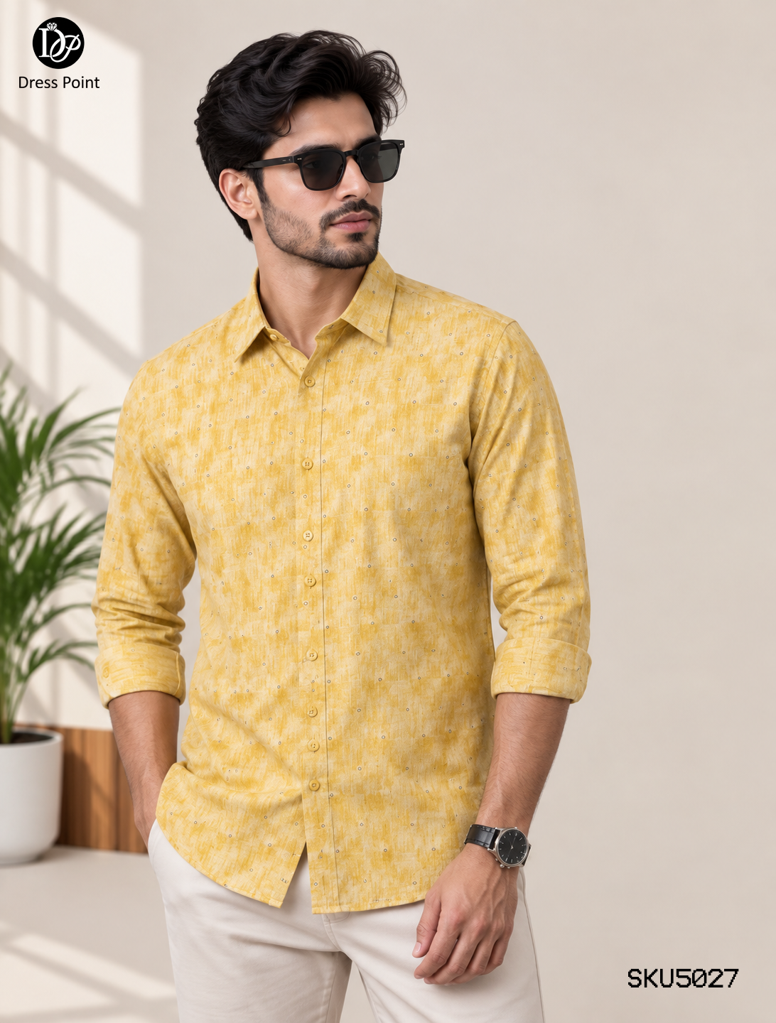 Casual full-sleeve shirt, light yellow