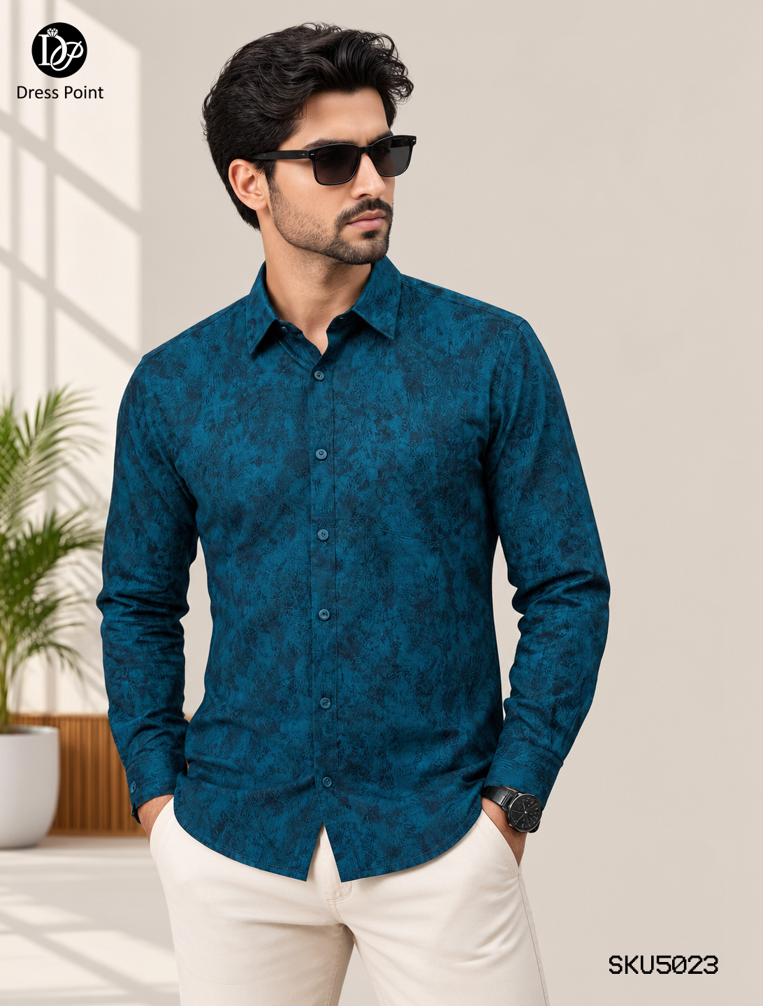 Casual full-sleeve shirt, Dark sea green